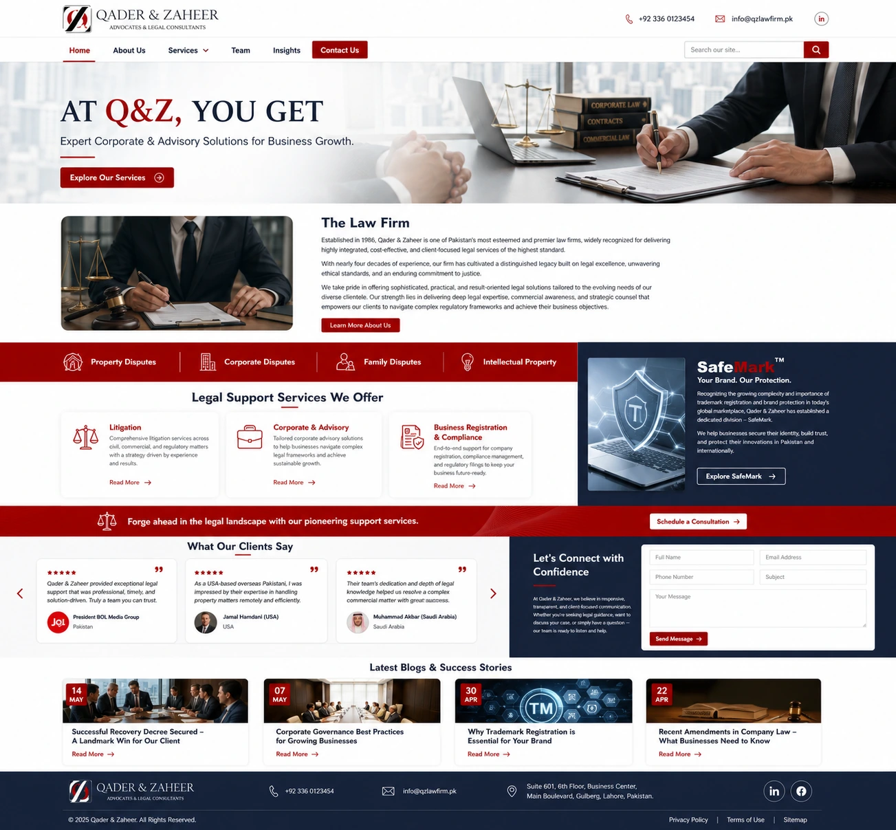 Qadeer and Zaheer Law Firm website project
